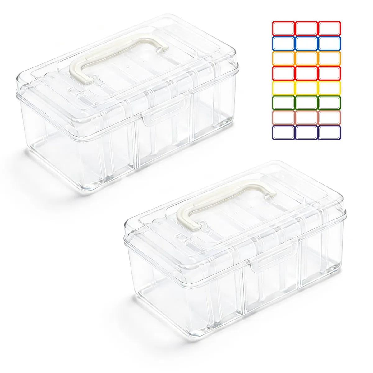 Spielkartenbox Transparent 16 Stück Kartenbox Leere mit Deckel Kunststoff Spielkarten Etui Aufbewahrung Plastikbox Leere für Kartenspiel Sammelkarten mit 24 Etiketten Aufkleber