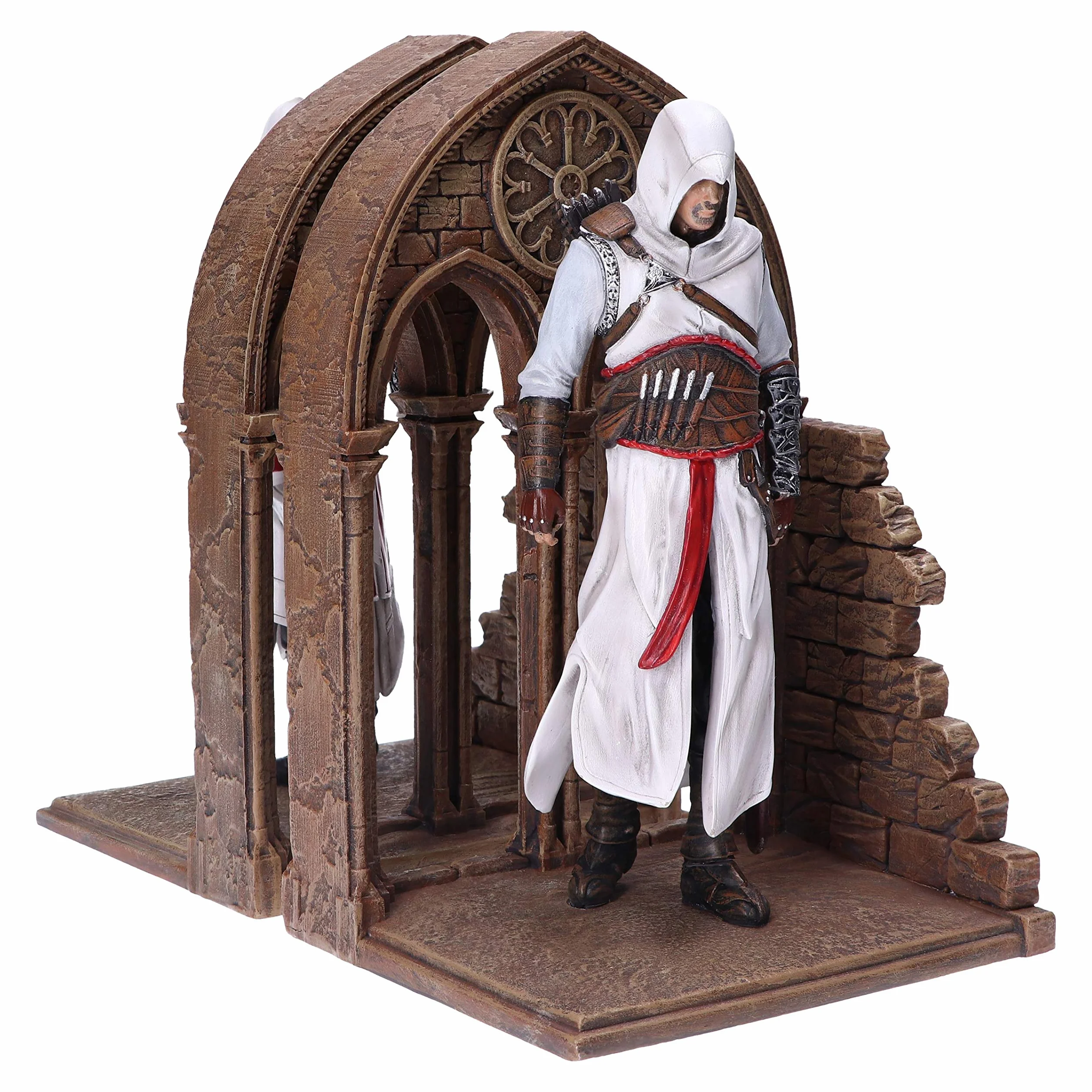 Nemesis Now Assassin's Creed Altair und Ezio Library Gaming-Buchstützen, Kunstharz, Braun, 24 cm