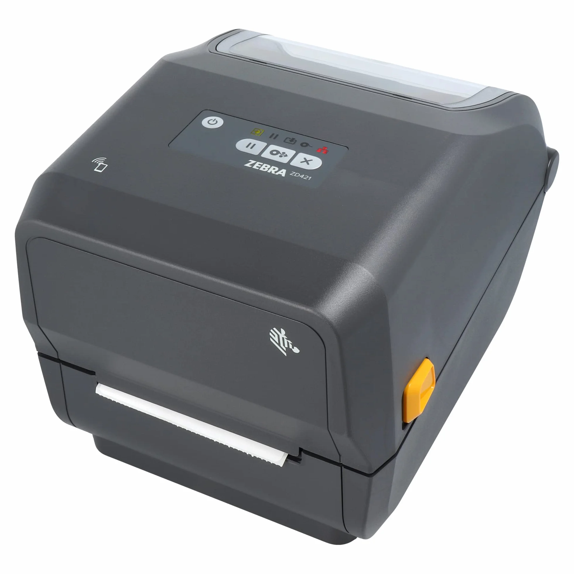 Zebra ZD421t Drucker mit Abreißkante - 203 DPI - Thermodirekt, Thermotransfer - 104 mm max. Druckbreite, BTLE, LAN, USB, USB-Host Schnittstellen (ZD4A042-30EE00EZ), grau (dunkel)