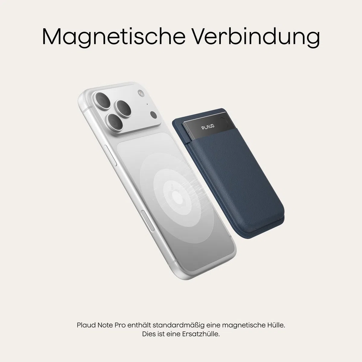 Plaud Note Pro und Magnetische Hülle im Bundle (Dunkelblau), KI Digitales Diktiergerät App-Steuerung, KI-Notizgerät, KI-Transkription & Zusammenfassung, 112 Sprachen, 64GB Speicher, Audiorekorder