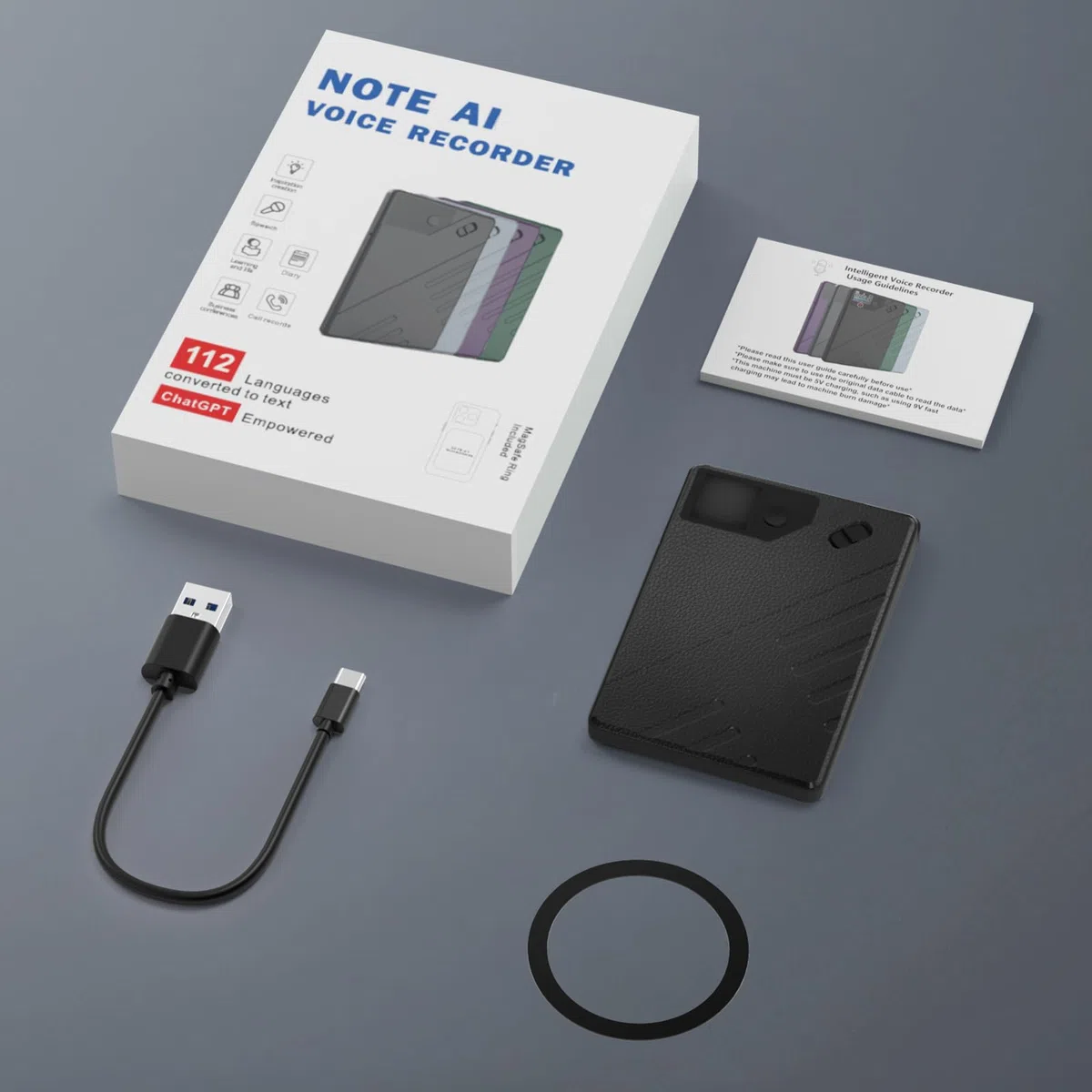 KI Digitales Diktiergerät, 64 GB Aufnahmegerät Unterstützt 112 Sprachen Transkribieren und Speicher, Audio-Recorder für Vorträge, Meetings, Anrufefür Besprechungen,