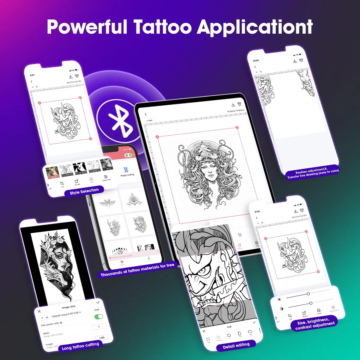Tattoo Drucker Stencil Drucker mit 10 Blatt Stencil Papier für Tattoo Maschine Set, Thermodrucker Tattoo Kompatibel mit IPad & Telefon & PC für Tattoo Künstler und Anfänger DIY Tattoos, Grau