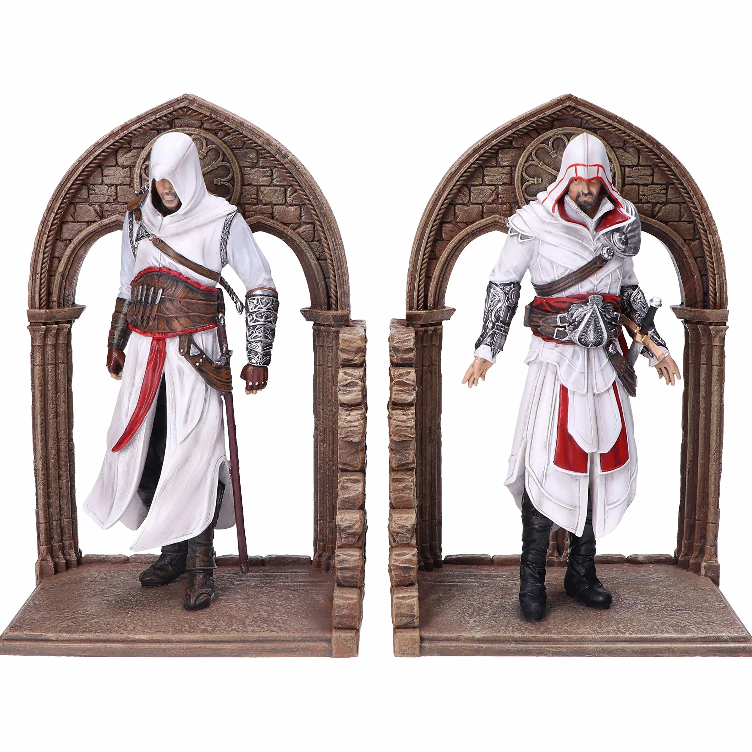 Nemesis Now Assassin's Creed Altair und Ezio Library Gaming-Buchstützen, Kunstharz, Braun, 24 cm