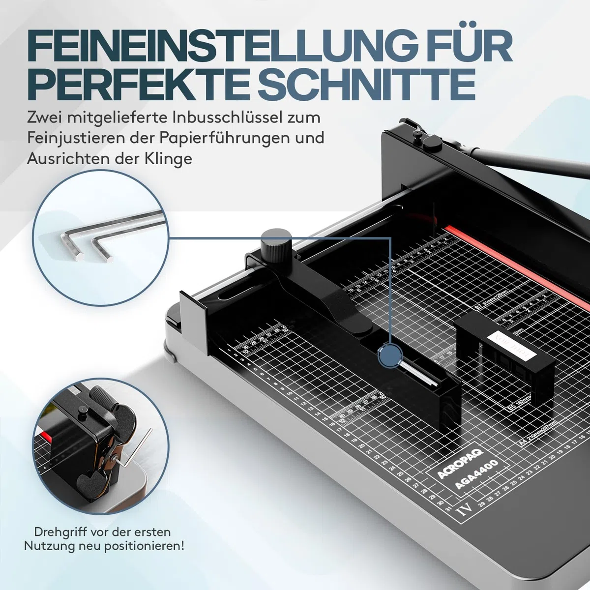 ACROPAQ Stapelschneider A4 - Für 400 Blatt, Hochleistungspapierschneider mit Schneidlineal für Präzisen Schnitt - Hebelschneider, Papierschneider A4