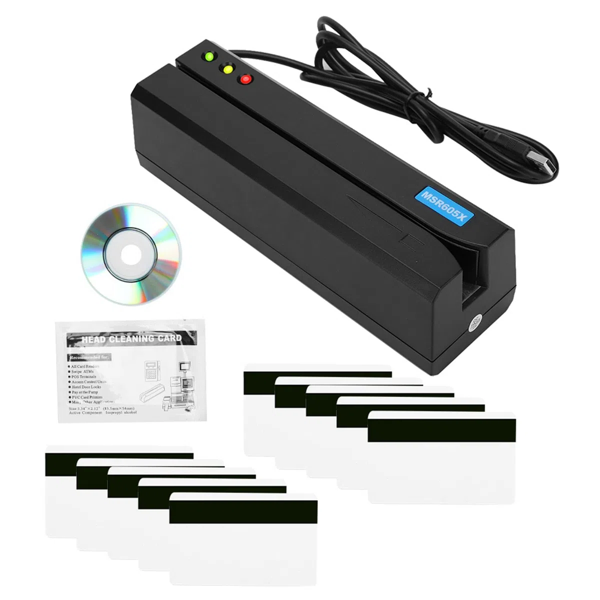 Pongnas MSR605X Magnetstreifen-Kartenleser, Schreibanzeige, Schneller Betrieb, USB-Stromversorgung Zum Lesen und Schreiben von Kartendaten