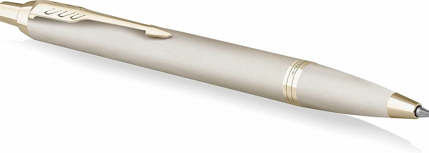PARKER Schreibset IM Professionals Monochrome Kugelschreiber und Füllfederhalter mit Gravur | Premium Stift | Geschenkbox | blaue Pantrone | personalisiert | Geburtstag (Champagne)