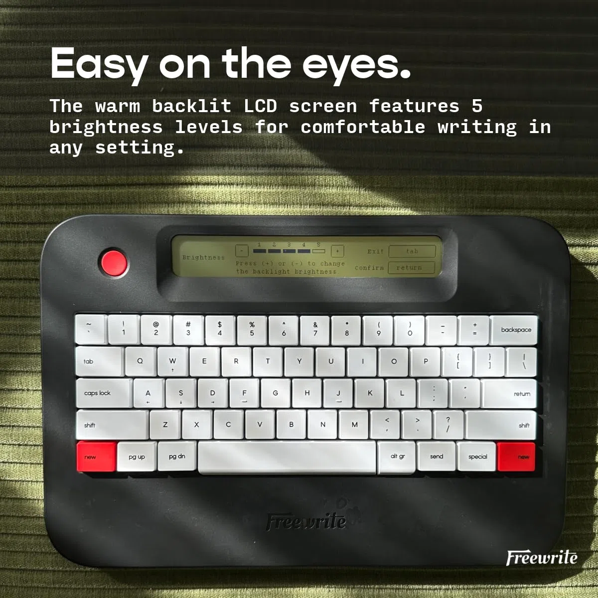 Freewrite Alpha | ablenkungsfreies Textverarbeitungsprogramm | tragbare Digitale Schreibmaschine mit hintergrundbeleuchtetem LCD-Display, Langer Akkulaufzeit & Wi-Fi-Backup für Schreiber |