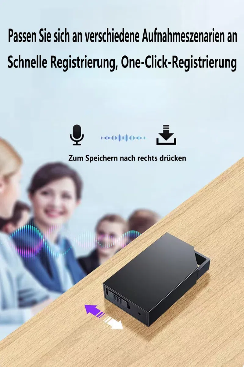 Diktiergerät Mini 64 GB Speicher, Voice Recorder Wiederaufladbar Über USB, Diktiergerät und Sprachaktivierung, Aufnahmegerät Mit Mikrofon, Diktiergerät Mit Schreibfunktion, Meetings und Interviews