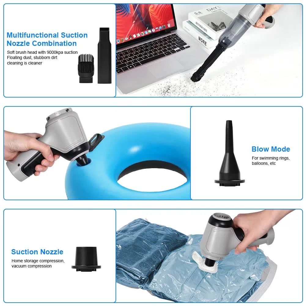 SUITU Handstaubsauger Akku Autostaubsauger,3 in 1 Handstaubsauger Akku Hand Stark Mini Staubsauger Auto Kabellos,USB aufladbar Tragbar Leicht Handsauger für Tisch Tastatur PC