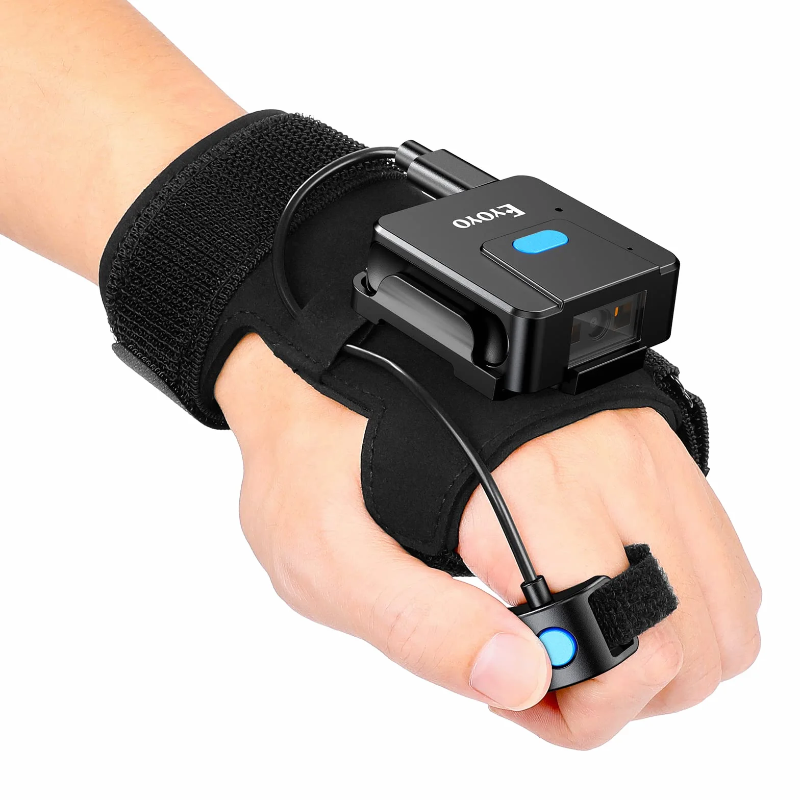 Eyoyo Wearable Glove QR Code Scanner, 1D 2D Finger Ring Bluetooth Barcode Scanner, Links & Rechts Hand Tragbar, Tragbare Drahtlose Buch Inventar Barcode Leser Kompatibel Mit iPhone iPad Android Tablet