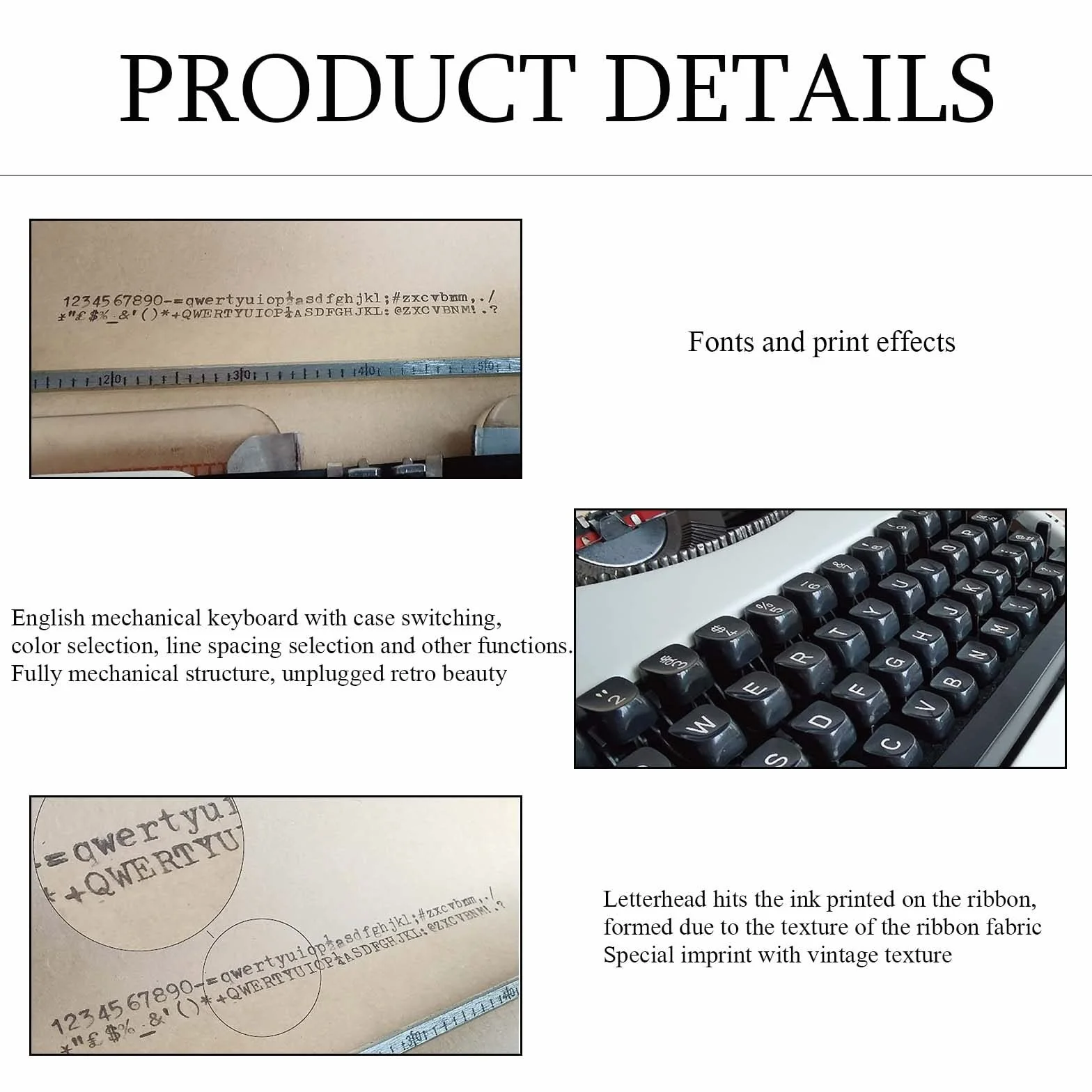 Retro altmodische manuelle Schreibmaschine, Schreibmaschinen für Schriftsteller für Zuhause/Büro/Arbeitszimmer, Schreibtisch, tragbare Vintage-mechanische Schreibmaschine