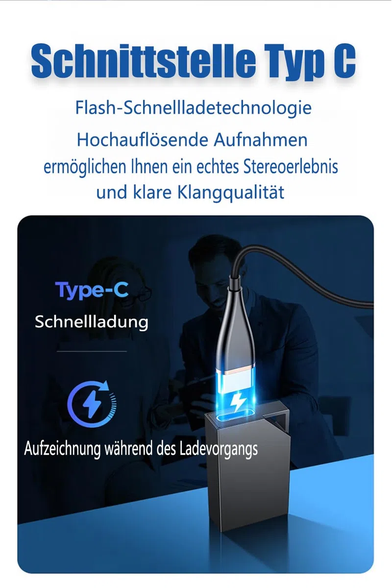 Diktiergerät Mini 64 GB Speicher, Voice Recorder Wiederaufladbar Über USB, Diktiergerät und Sprachaktivierung, Aufnahmegerät Mit Mikrofon, Diktiergerät Mit Schreibfunktion, Meetings und Interviews