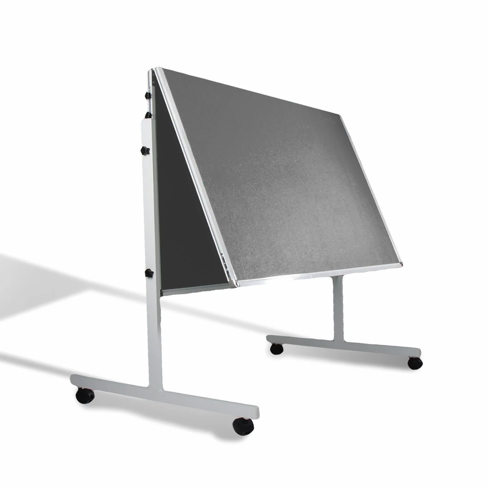 Master of Boards Mobile Metaplanwand Moderationstafel mit Filz Oberfläche | Pinntafel klappbar & doppelseitig benutzbar | Moderationswand mit Rollen | 120x150cm | (grau)