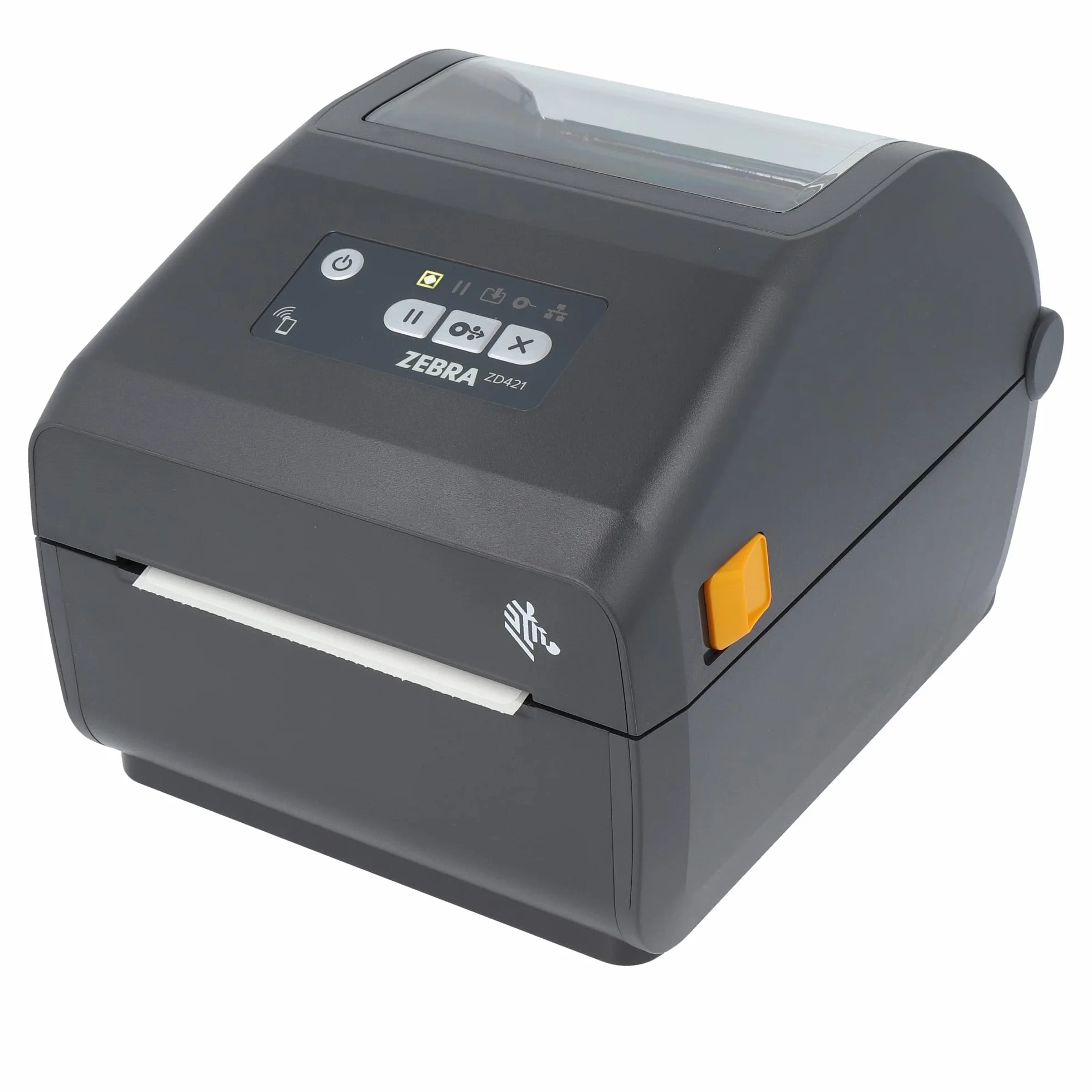 Zebra ZD421d Drucker mit Abreißkante - 203 DPI - Thermodirekt - 104 mm max. Druckbreite, BTLE, USB, USB-Host Schnittstellen (ZD4A042-D0EM00EZ), grau (dunkel)