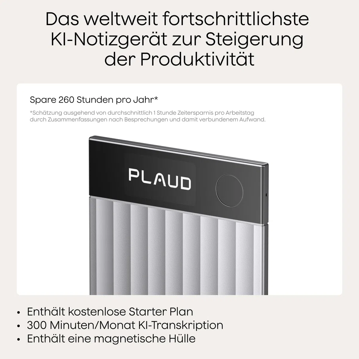 Plaud Note Pro und Magnetische Hülle im Bundle (Dunkelblau), KI Digitales Diktiergerät App-Steuerung, KI-Notizgerät, KI-Transkription & Zusammenfassung, 112 Sprachen, 64GB Speicher, Audiorekorder