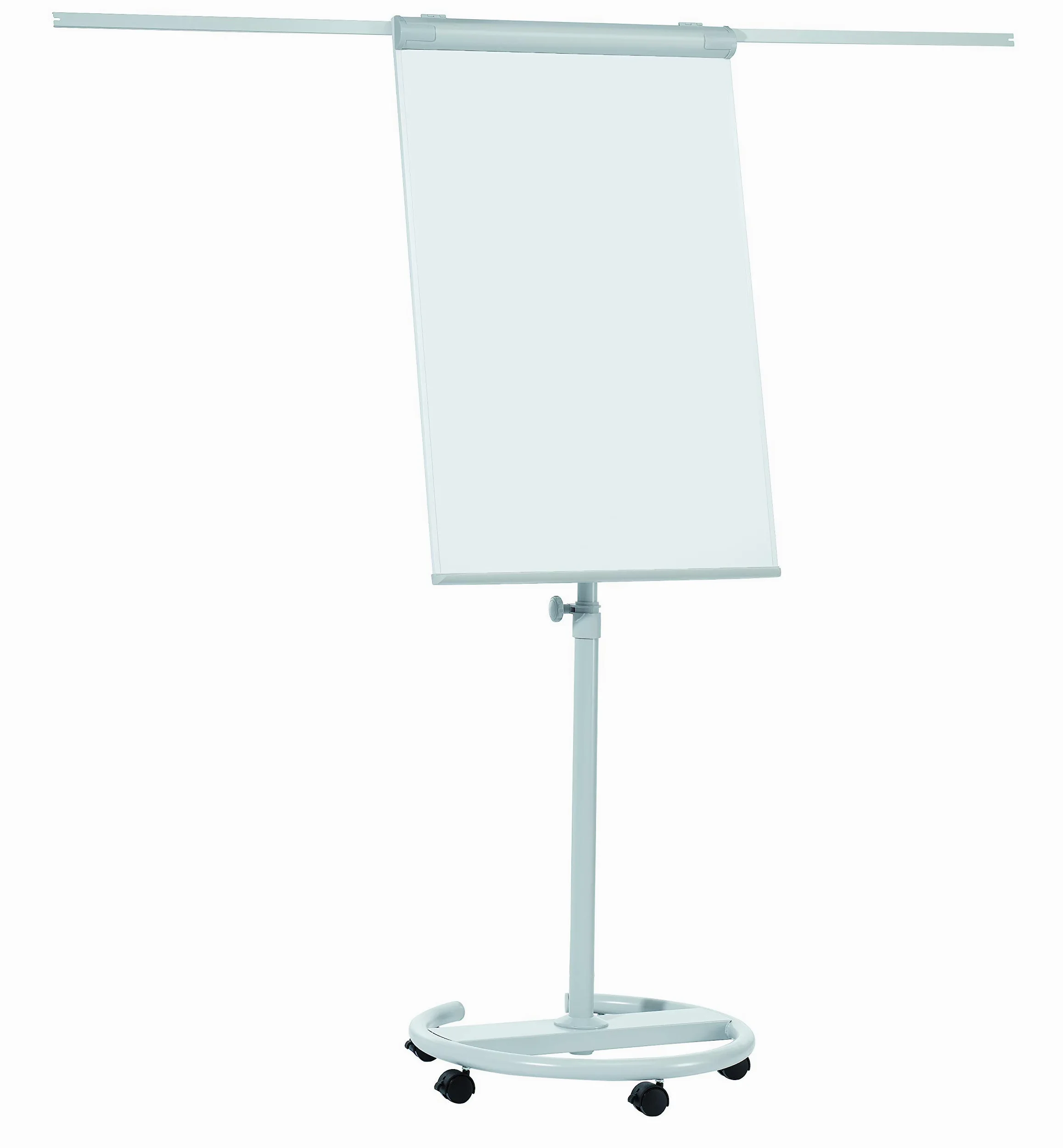 FRANKEN Flipchart, Beschreibbar, Magnetisch, Mobil, Mit Rollen und 2 Seitenarmen, Whiteboard mit Ständer, Papierhalterung und Stifteablage, 68 x 105 cm, ECO Mobil, F2400/N