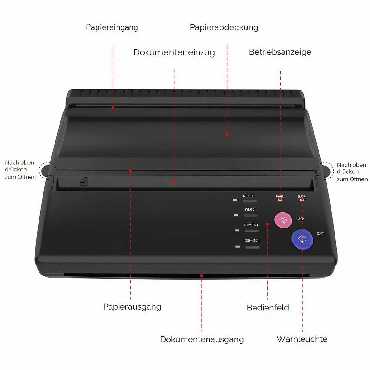 TATELF Stencil Drucker Tattoo Thermodrucker A4 Tattoo Stencil Transfer Maschine Thermal Printer, Professionelle Thermodrucker Printer Kopierer für DIY A4 Papier