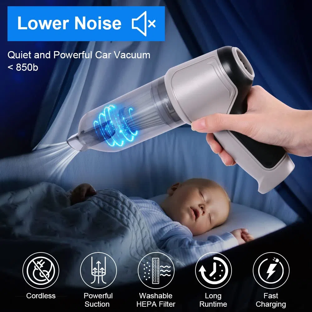SUITU Handstaubsauger Akku Autostaubsauger,3 in 1 Handstaubsauger Akku Hand Stark Mini Staubsauger Auto Kabellos,USB aufladbar Tragbar Leicht Handsauger für Tisch Tastatur PC