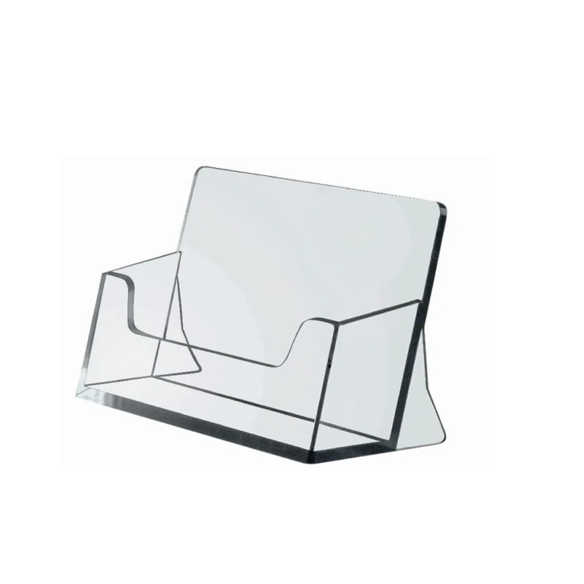 Visitenkartenständer Querformat transparent aus Polystyrol – stabiler Visitenkartenhalter für Theke, Büro, Empfang und Kassenbereich – ideal zur Präsentation von Visitenkarten