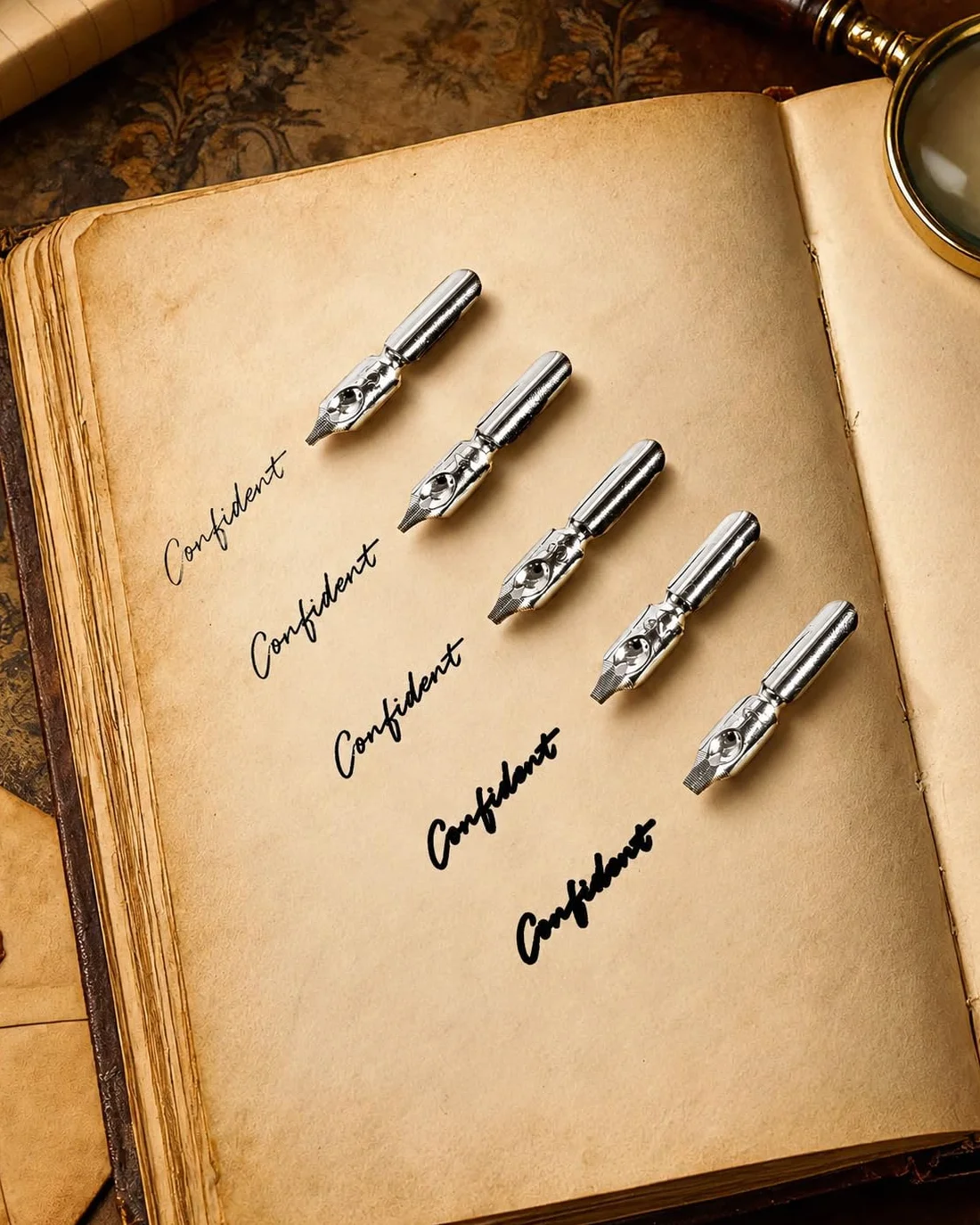 VABNEER Schreibfeder Kalligraphie Feder Vintage Federstift Tinte Set Antiken Feder Kalligraphie Stift für den Selbstgebrauch (Schwarzgrau)