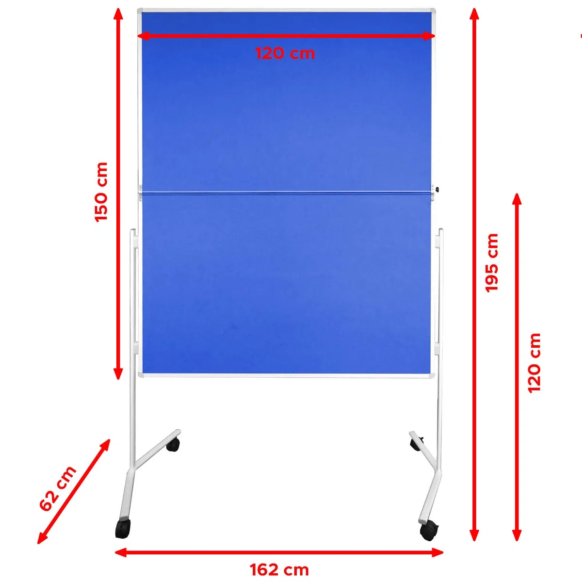 Moderationstafel FOLD - Filz-Metaplanwand 120x150 cm - klappbar Blau | Moderationswand mit Filz- Oberfläche & Rollen - mobil & beidseitig nutzbar - Pinntafel ideal für Büro, Schule & Seminare