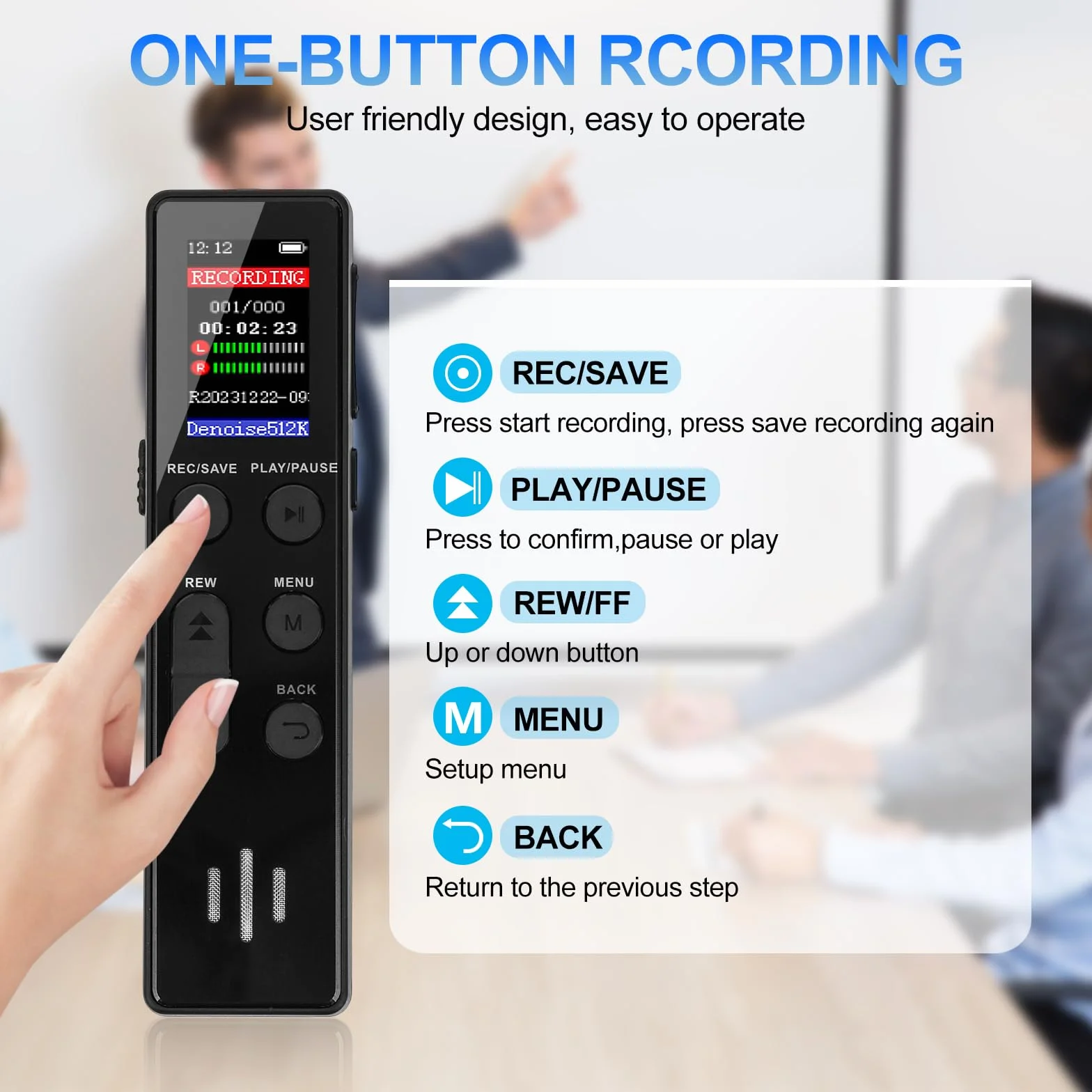 64 GB digitales Diktiergerät, COVVY Sprachaktivierter Rekorder, tragbarer Sound-Recorder mit Wiedergabe, Mini-HD-Aufnahmegeräte für Interview/Klasse/Meeting