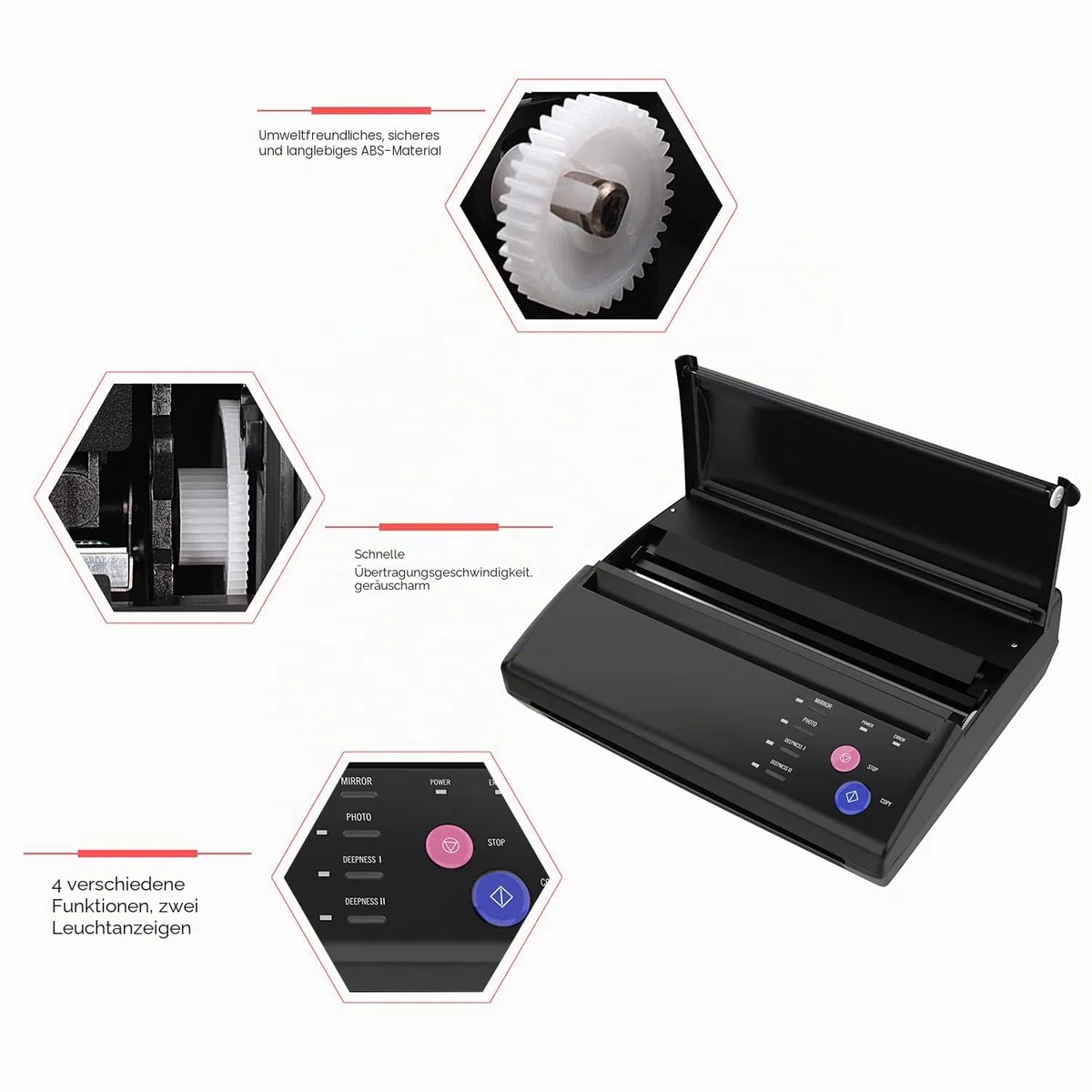 TATELF Stencil Drucker Tattoo Thermodrucker A4 Tattoo Stencil Transfer Maschine Thermal Printer, Professionelle Thermodrucker Printer Kopierer für DIY A4 Papier