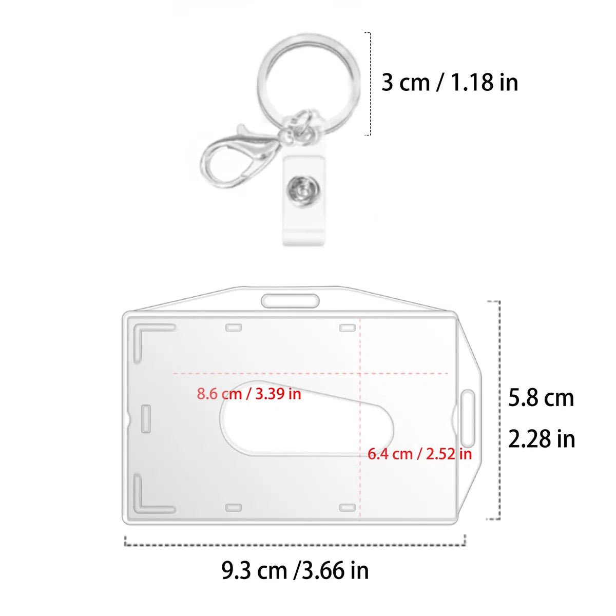 2 Stück Ausweishülle mit Schlüsselring,Durchsichtige Kartenhülle,Badge Holder Karten für Ausweishalter,ausweishüllen,Scheckkartenhülle (2 Pcs Keyring)