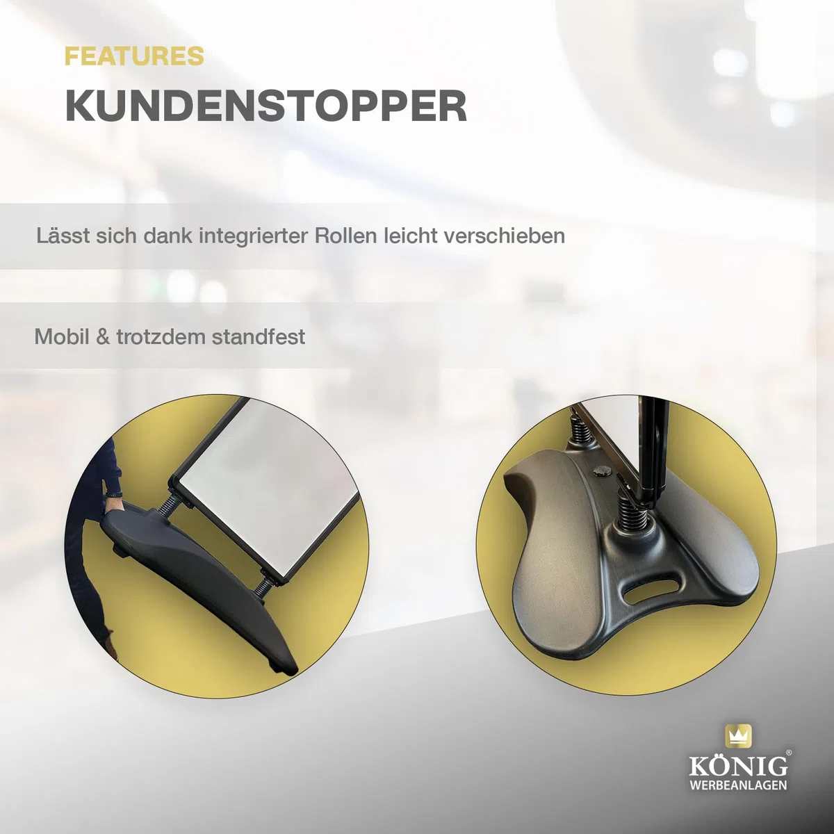 Dreifke Kundenstopper Keitum Wind Line DIN A1 | beidseitig für 2 Plakate | stabiler Fuß für sicheren Stand bei Wind und Wetter | entspiegelte Schutzscheiben | Plakatständer Aufsteller (Schwarz)
