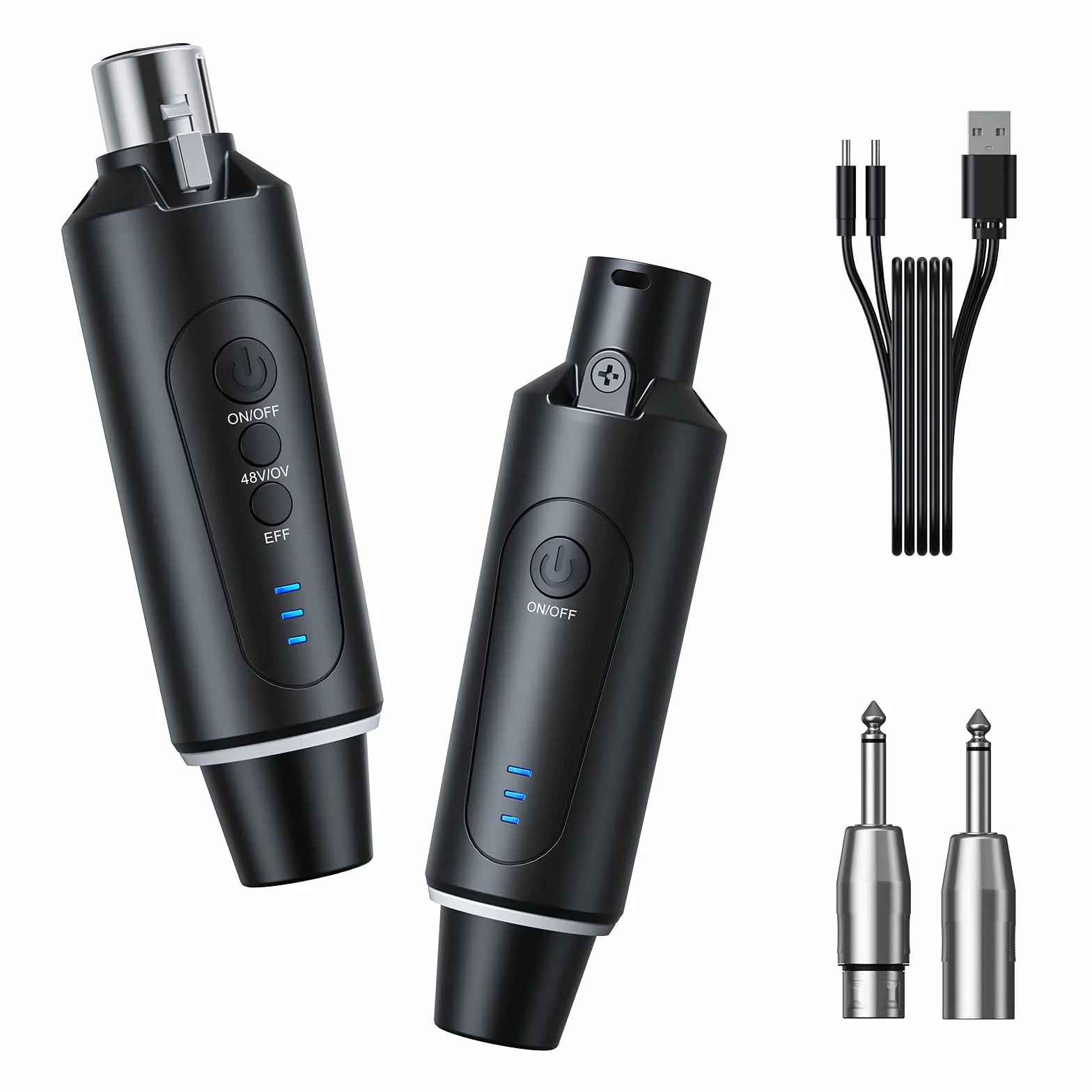 2.4G XLR Mikrofon Wireless Sender Empfänger 1 zu 1 Kabelloses Mikrofon für Dynamisches Mikrofon Kondensatormikrofon 50-100m für Gesang/öffentliches Reden