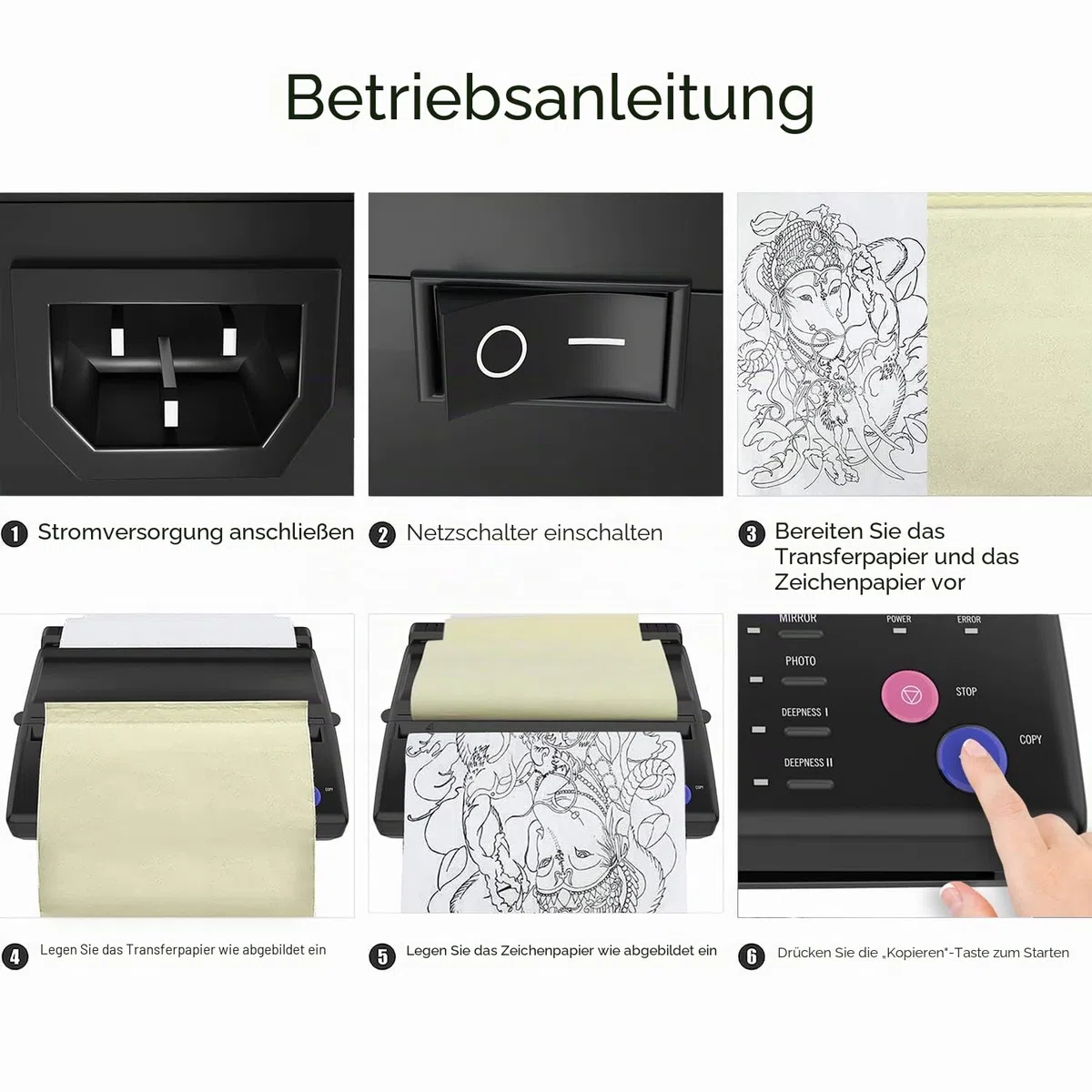 TATELF Stencil Drucker Tattoo Thermodrucker A4 Tattoo Stencil Transfer Maschine Thermal Printer, Professionelle Thermodrucker Printer Kopierer für DIY A4 Papier