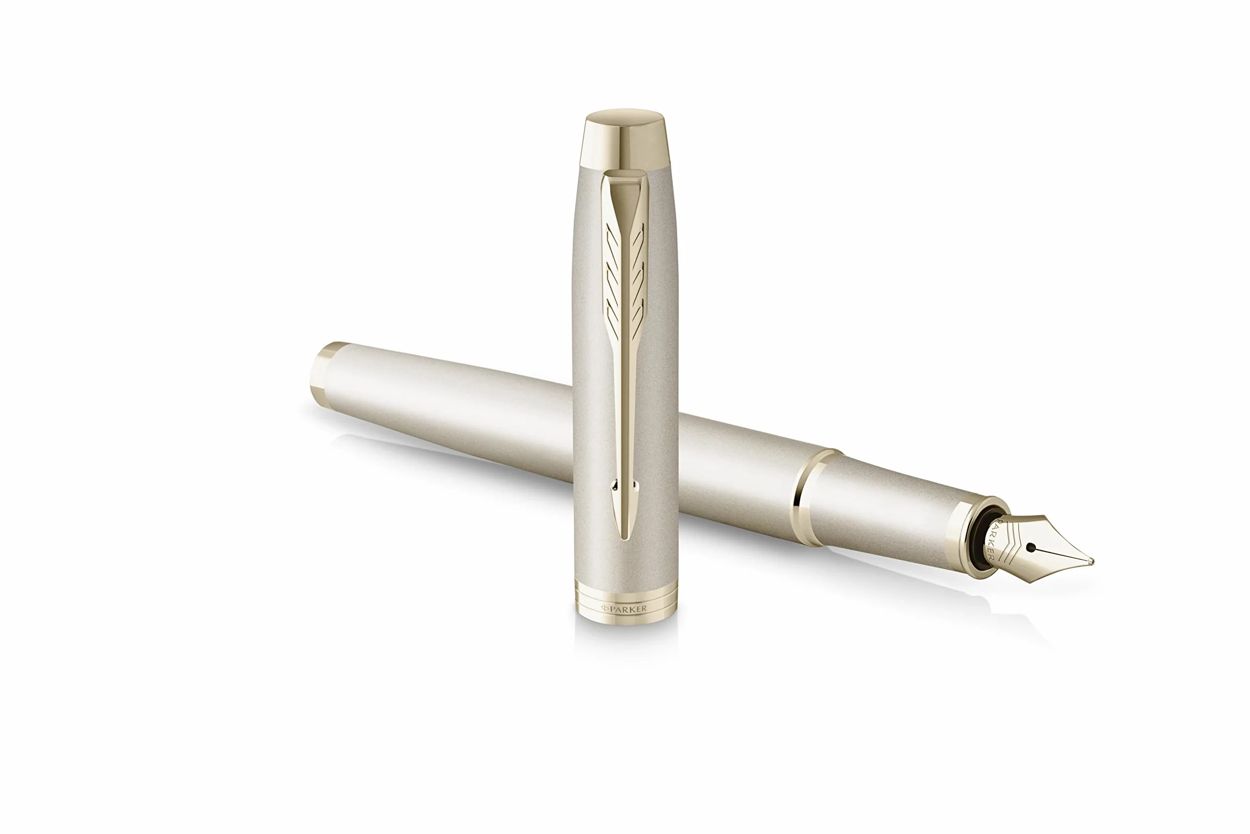 PARKER Schreibset IM Professionals Monochrome Kugelschreiber und Füllfederhalter mit Gravur | Premium Stift | Geschenkbox | blaue Pantrone | personalisiert | Geburtstag (Champagne)