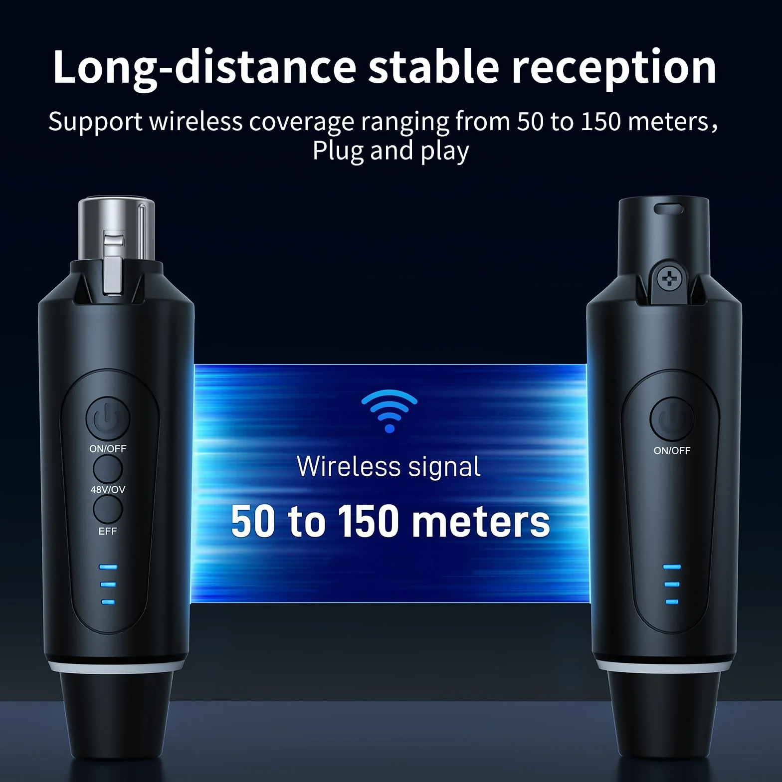 2.4G XLR Mikrofon Wireless Sender Empfänger 1 zu 1 Kabelloses Mikrofon für Dynamisches Mikrofon Kondensatormikrofon 50-100m für Gesang/öffentliches Reden