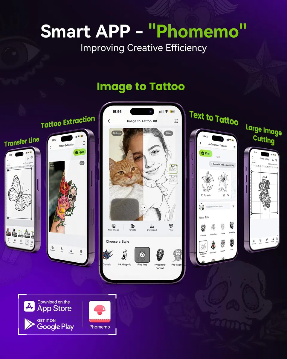 Phomemo M08F Plus Tattoo Stencil Drucker Touchscreen Thermodrucker Tattoo Bluetooth Professioneller Schablone Drucker Kopierer mit 10pcs Premium Transferpapier