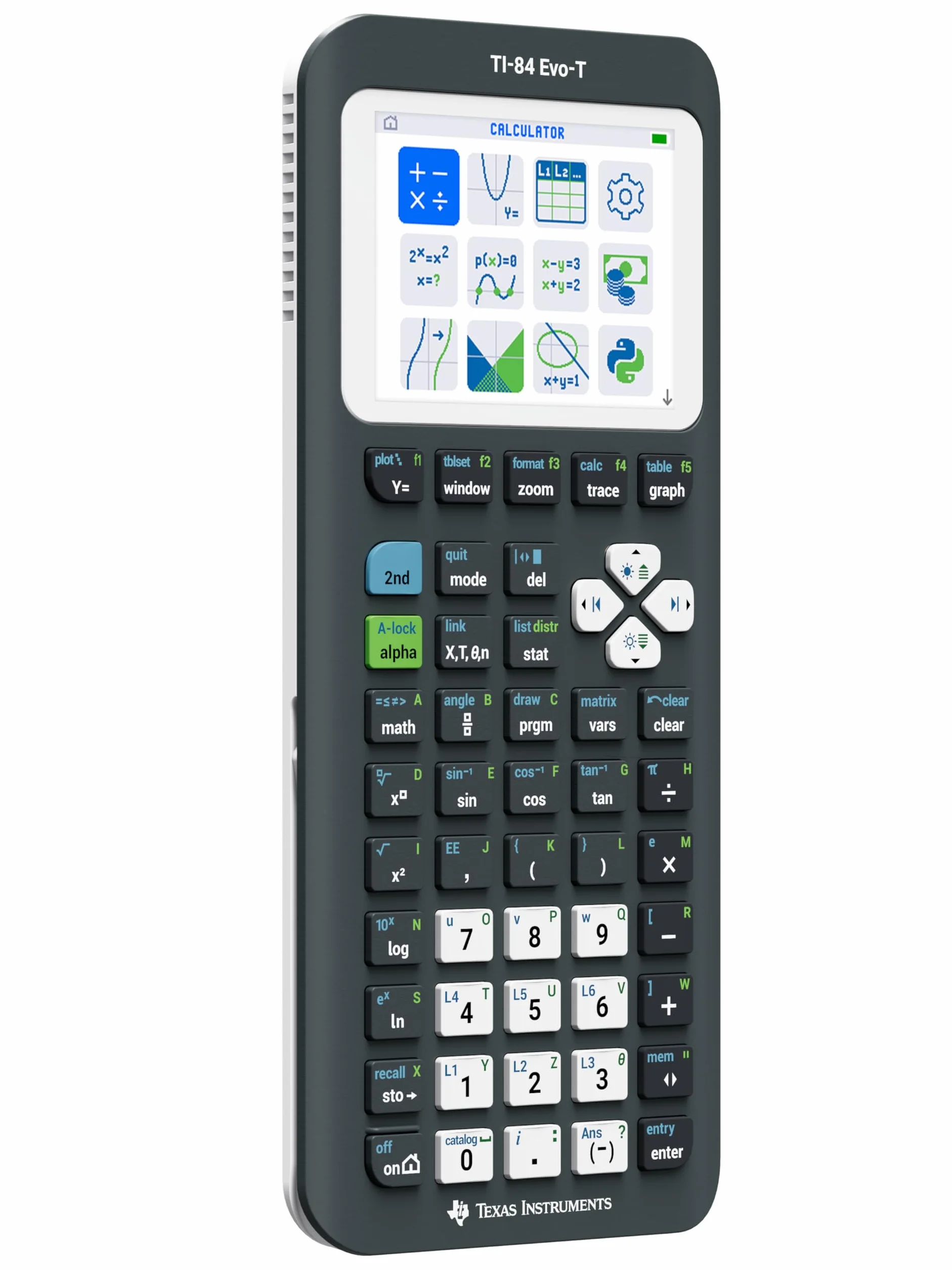 Texas Instruments TI-84 Evo-T Grafischer Taschenrechner, Python-Unterstützung, Wiederaufladbar, USB-C, Prüfungsmodus