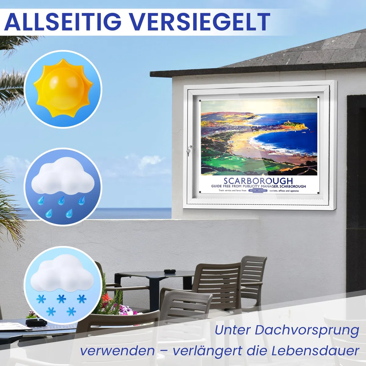Swansea Schaukasten Außen Wetterfest, 8XA4 Alu Infokasten Plakatschaukasten, Abschließbarer, Wetterfest Aussen, Acrylglas 95x71cm