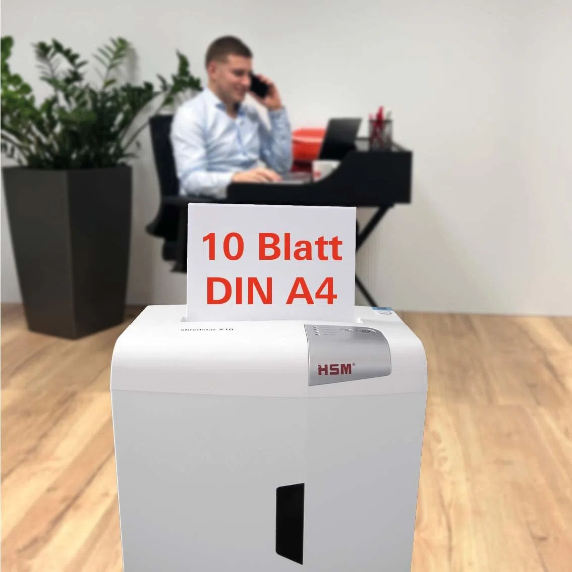 HSM shredstar X10 Aktenvernichter I Partikelschnitt 4,5x30 mm I 10 Blatt | Sicherheitsstufe P-4 I Leiser Home Office Schredder für Papier, CD/DVD, Kreditkarten I 20l Auffangbehälter I 2 Jahre Garantie