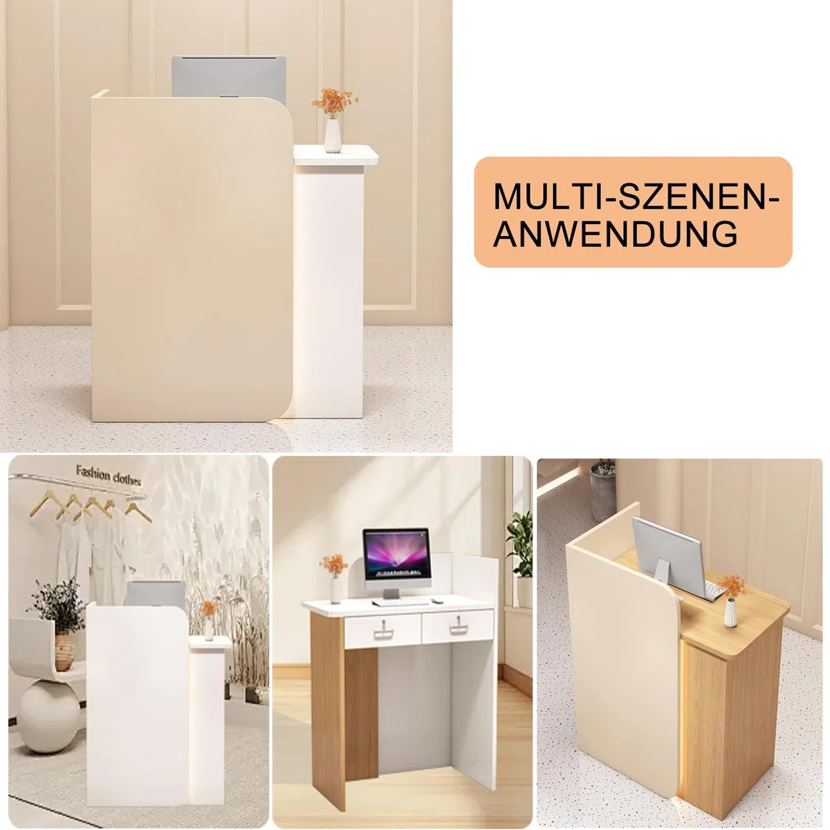 Empfangstheke Rezeptionstheke Empfangstresen Verkaufstresen Mit abschließbaren Schubladen,80CM Modern und schön HöLzerne Kassentheke Für Firmenhallen Hotelrezeptionen Konditoreien Obstgeschäften(Wit)