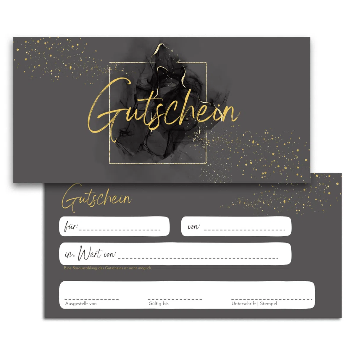 Blanko Gutscheine zum selber Ausfüllen - Hochwertige Gutscheinkarten für Unternehmen, Firmen & Gastronomie (50x Stück, Gold)