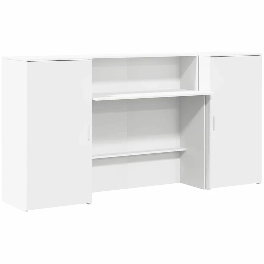vidaXL Empfangstheke Weiß 200x50x103,5 cm Holzwerkstoff, Empfangstresen, Salon Empfangstheke, Kassentheke, Empfangstisch, Büro Empfangstheke