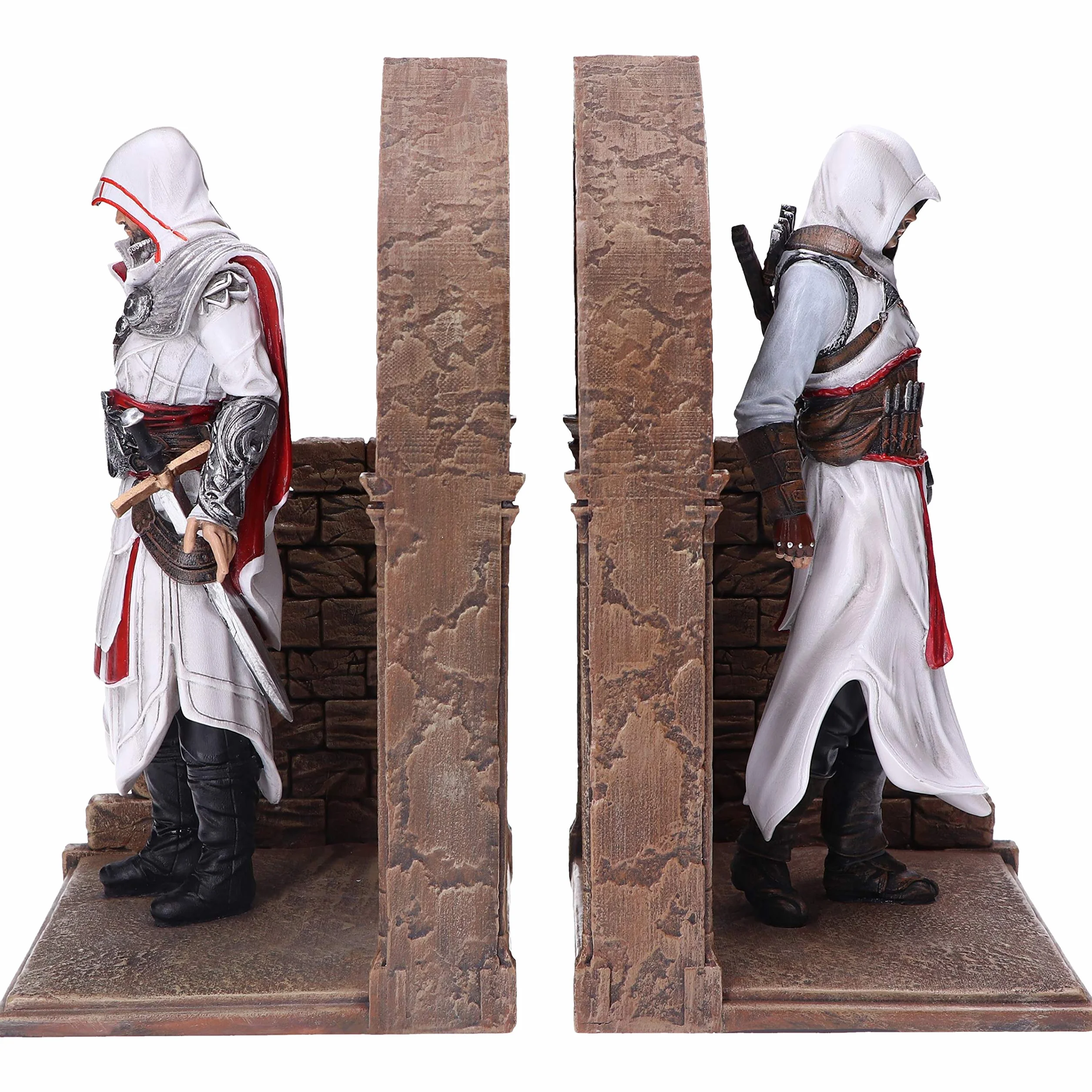 Nemesis Now Assassin's Creed Altair und Ezio Library Gaming-Buchstützen, Kunstharz, Braun, 24 cm