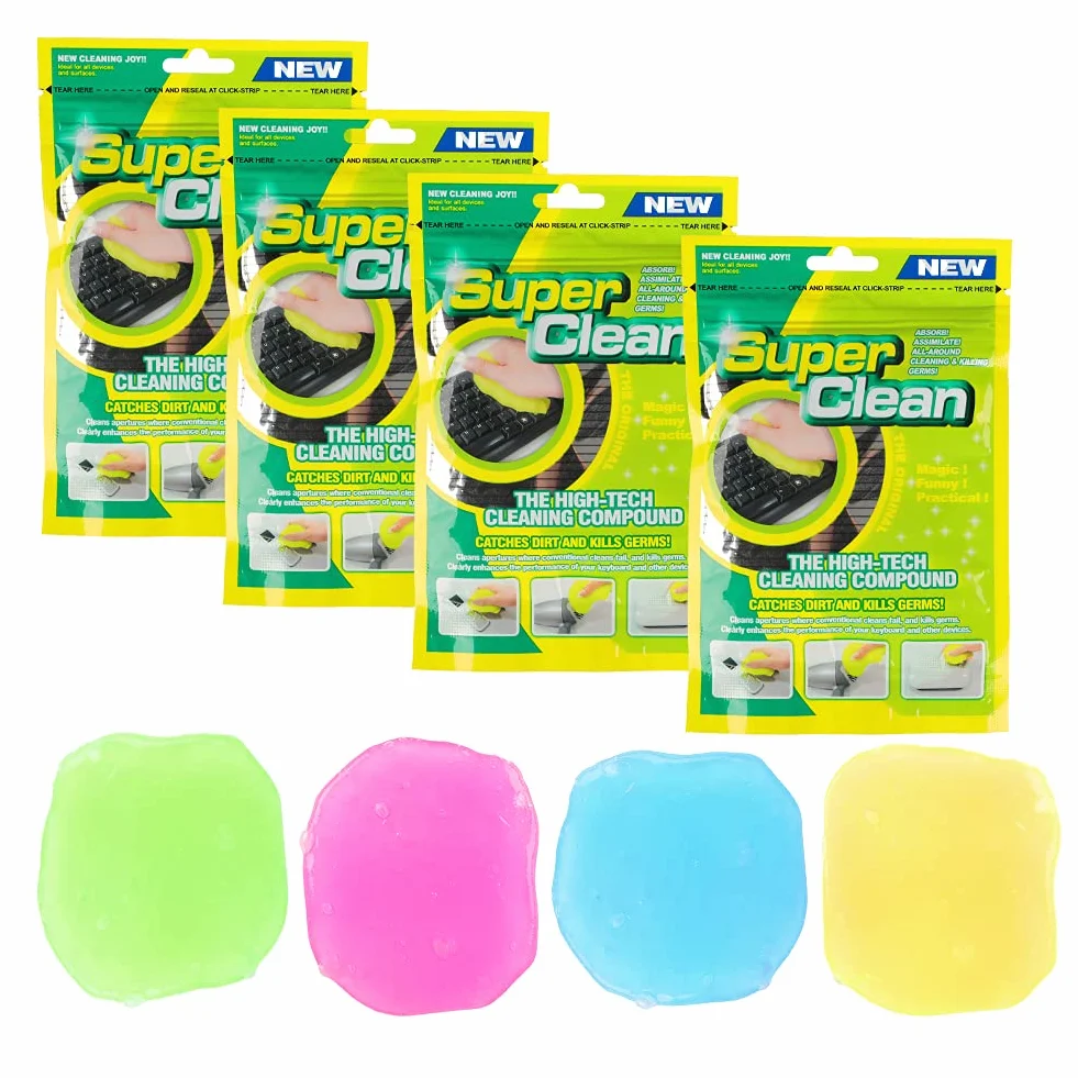4 Stück Tastatur Reiniger Gel - Reinigungsgel für Auto Innenraum Reiniger, Keyboard Cleaner, Reinigungsschleim Universeller Staubreiniger für Auto, Laptops, Computers, Kameras, Drucker, 80g x 4 Farben