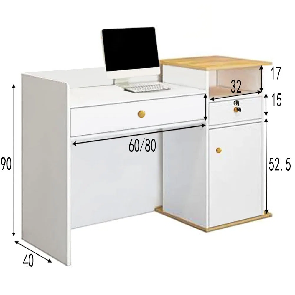 Weiße Empfangstheke mit Kassentisch-Funktion - Stabile Rezeption aus Holz & Metall für Geschäfte,Hotel Small Bar Beauty Salon Bekleidungsgeschäft Kassierer Rezepti(Size:100x40x90cm,Color:warm weiß)