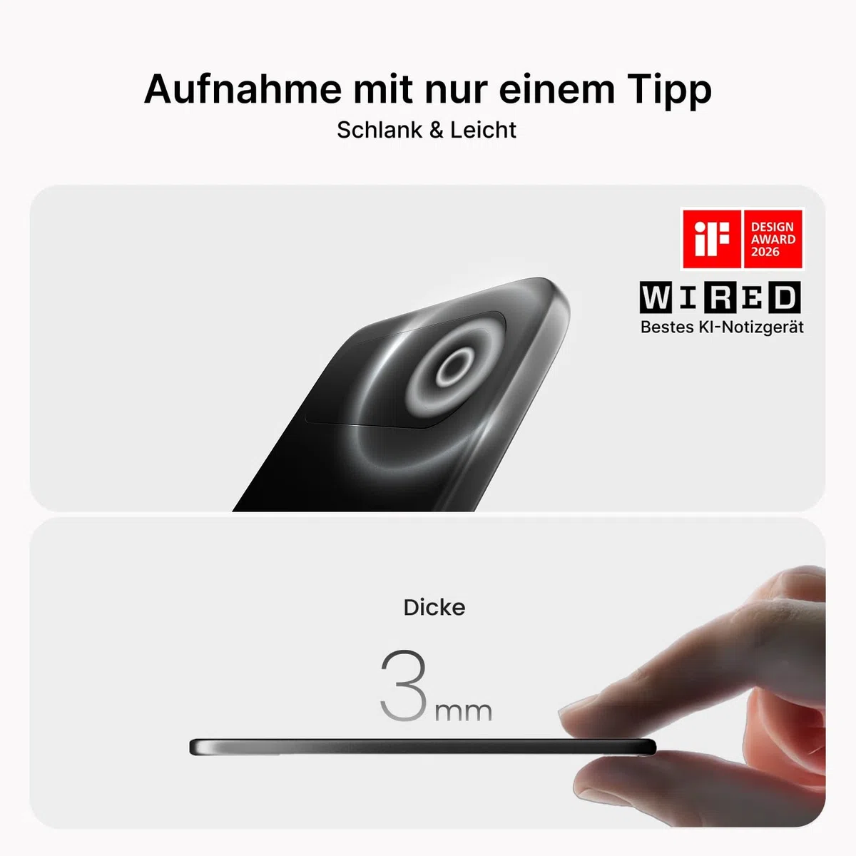 Comulytic Note Pro KI Digitales Diktiergerät mit Unbegrenzte Transkription & Zusammenfassen, Aufnahmegerät mit Schreibfunktion, 113 Sprachen, Voice Recorder für Meetings, Vorlesungen, Schwarz