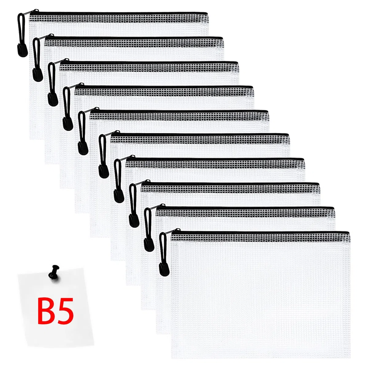 Vicloon Dokumententasche mit Reißverschluss B5, 10pcs Mesh Plastic Zip Bag, Wasserdichte Document Case, Reißverschlusstasche Zip Beutel Tasche Wallet Taschen Kunststoff Mesh Dokumentenmappen
