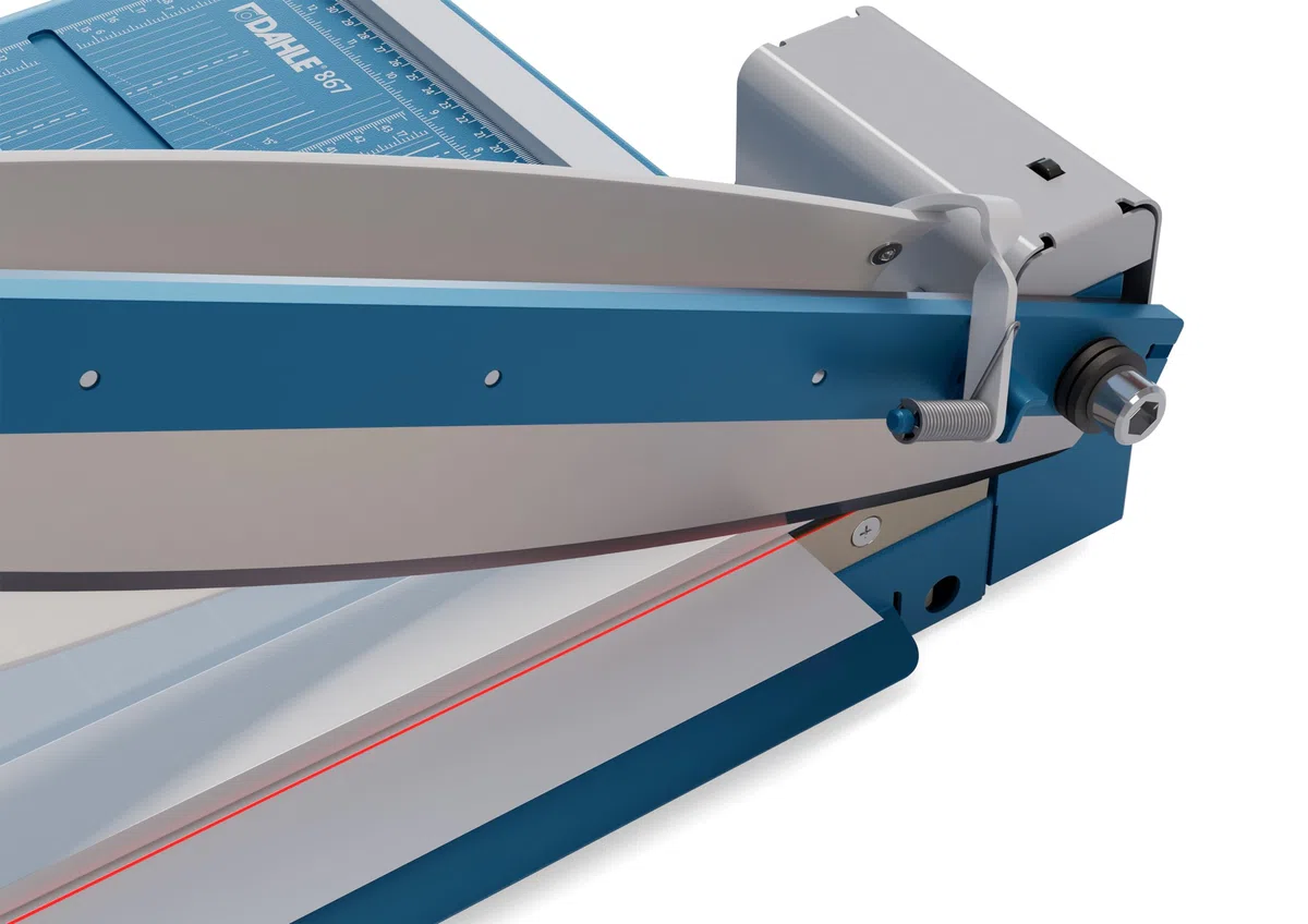 Dahle 867 Hebel-Schneidemaschine mit Sicherheitsautomatik (460 mm bis DIN A3, Schnitthöhe 3,5 mm, Metalltisch) Blau