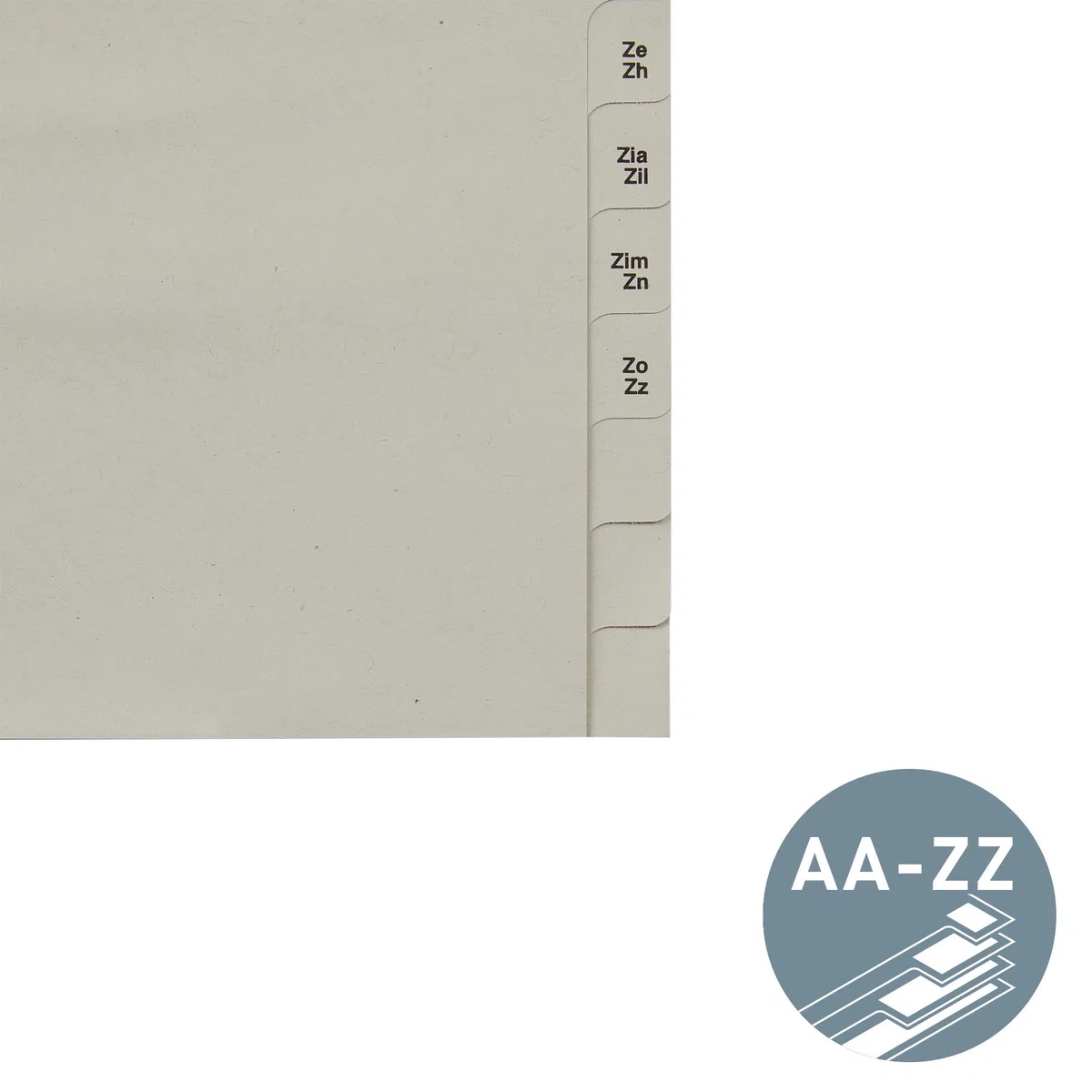 Leitz Register, Trennblätter mit Taben und alphabetischem Aufdruck A-Z für 75 Ordner, Halbe Höhe und Überbreite, Grau, 100% recyceltes Papier, Blauer Engel Siegel, 13510085