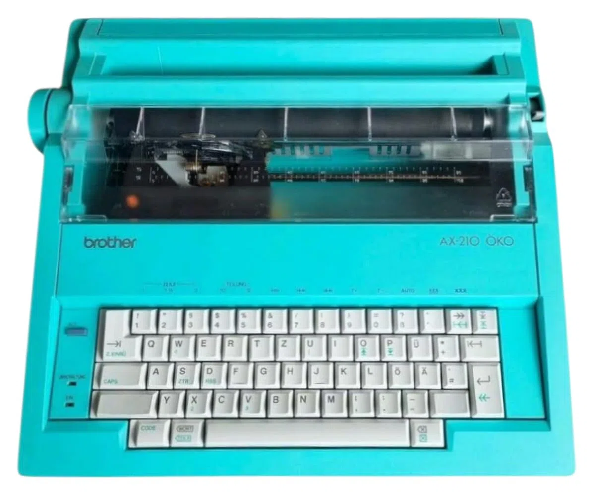Brother AX-210 Öko elektrische Schreibmaschine, türkis, extrem selten