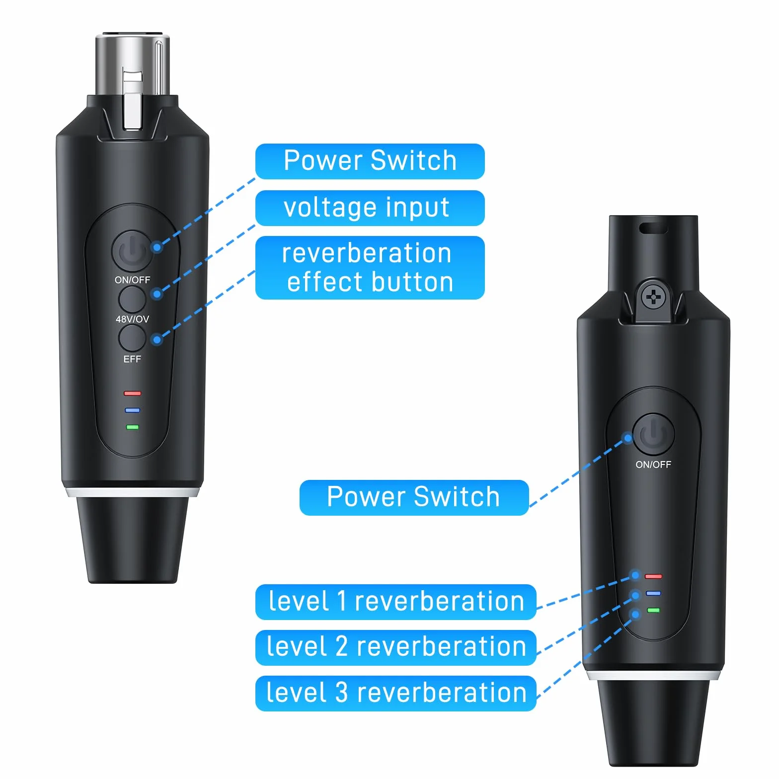 2.4G XLR Mikrofon Wireless Sender Empfänger 1 zu 1 Kabelloses Mikrofon für Dynamisches Mikrofon Kondensatormikrofon 50-100m für Gesang/öffentliches Reden