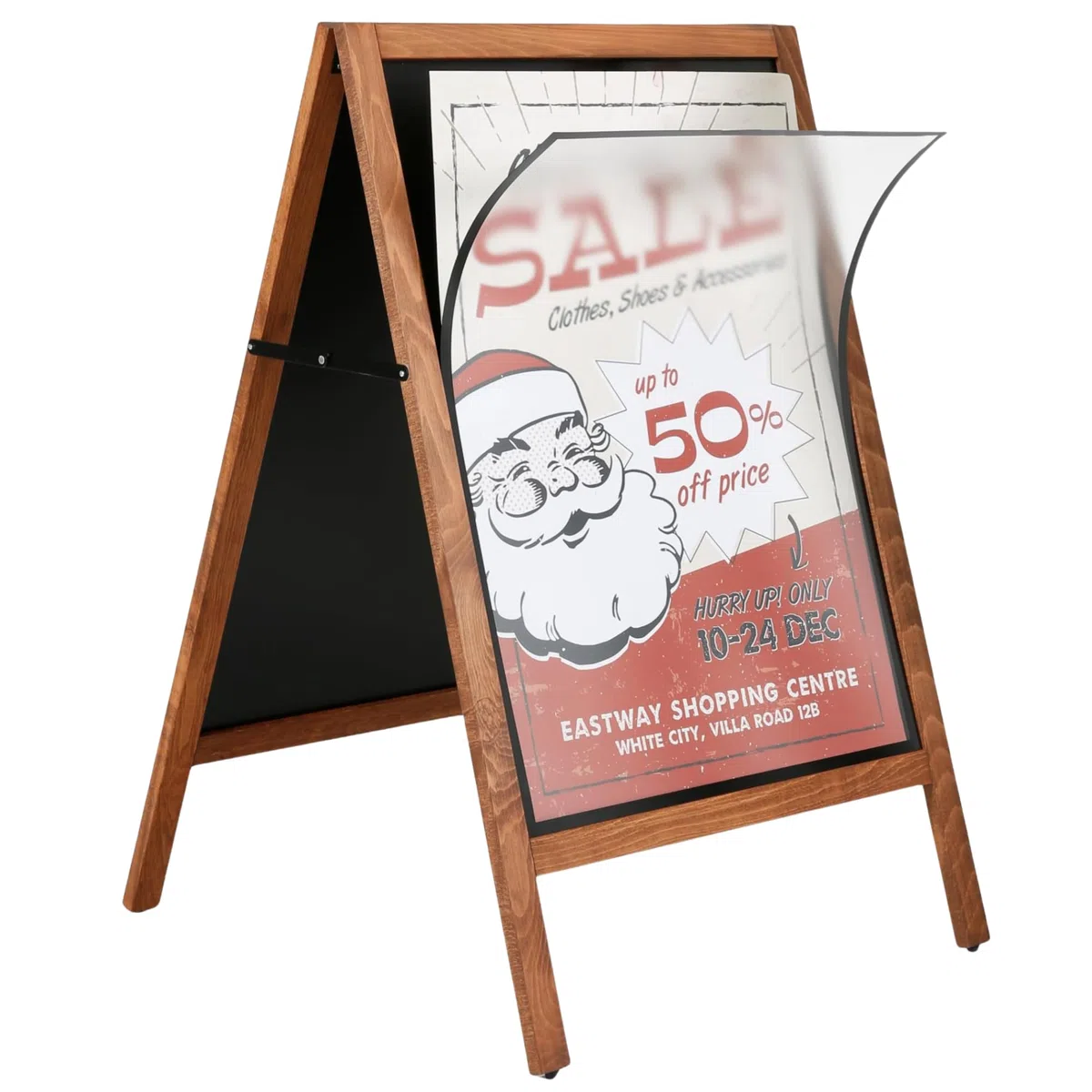 Holz Kundenstopper DIN A1 | Plakatständer inkl. 2 Magnetfolien | Kundenstopper wetterfest A1 | Tafel Aufsteller aus Buchenholz | Kreidetafel magnetisch